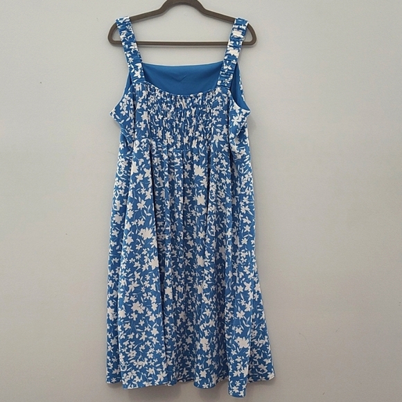 Sandra Darren Sundress Midi Easter Spring Summer Blue & White Flowers Casual - Picture 2 of 12